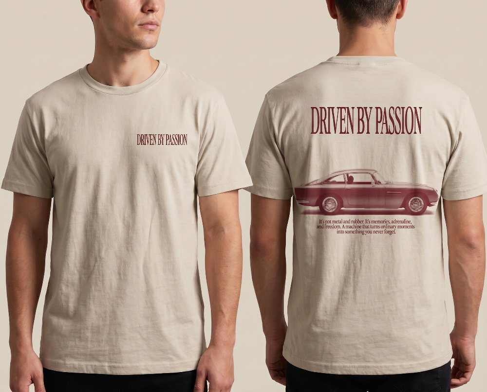 tshirt passion et bordeaux vue de face et de dos