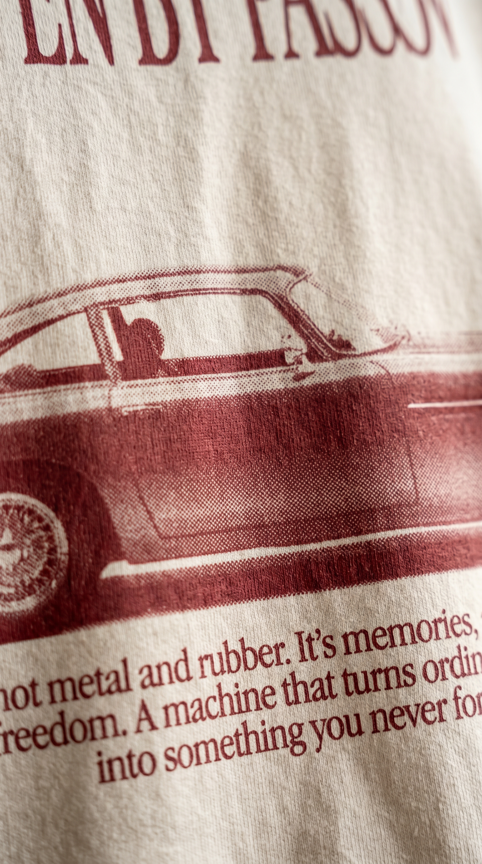 tshirt beige vintage et bordeaux vue close up dos